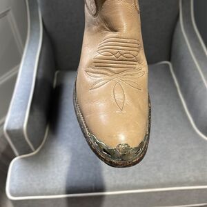Olathe tan western boots custom made and signed